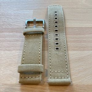 BARTON 22mm Khaki Tan Canvas Watch Band Strap
